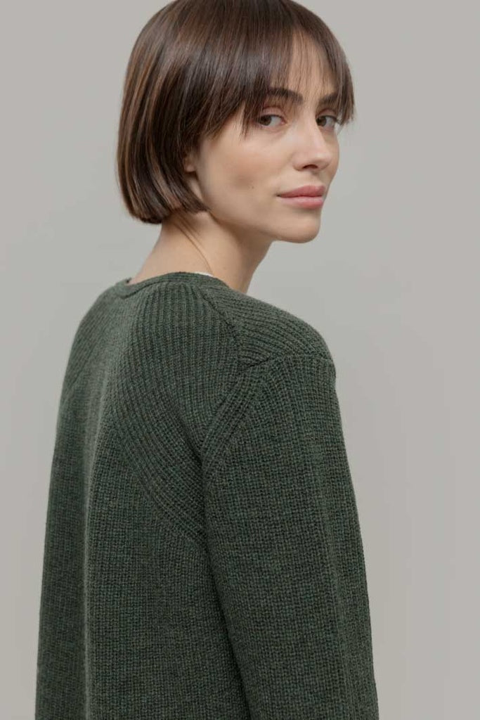 Neuletakki, kierrätysvillaa vihreä