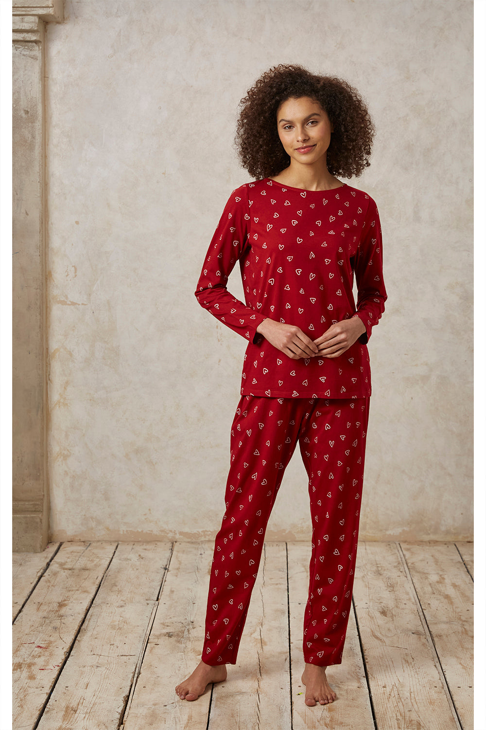 Sydän pyjama-asu, punainen, XS