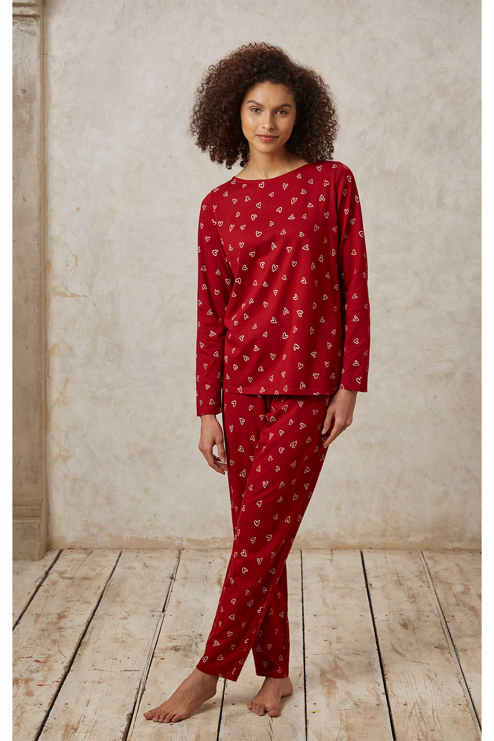 Sydän pyjama-asu, punainen, XS