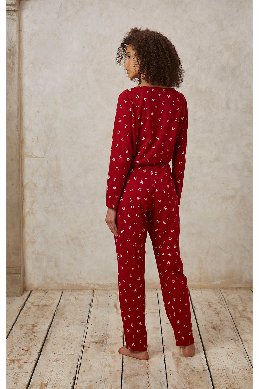 Sydän pyjama-asu, punainen, XS