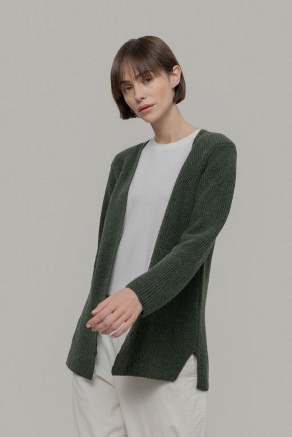 Neuletakki, kierrätysvillaa vihreä