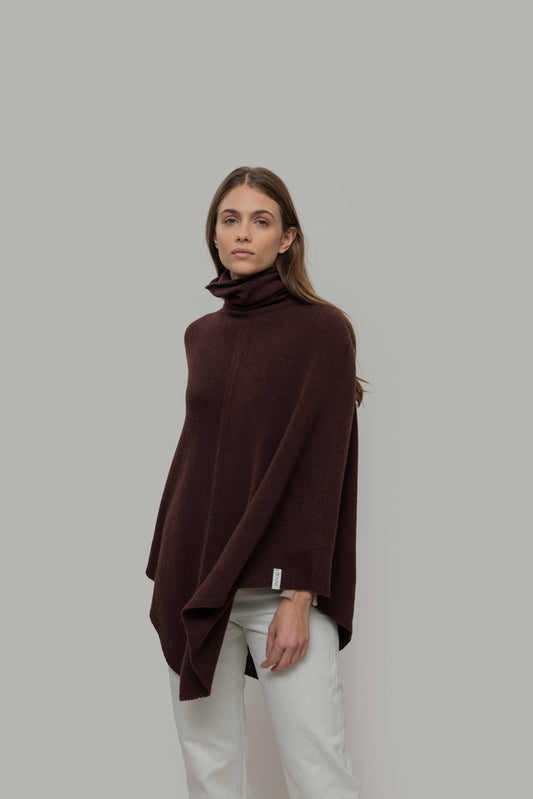 Kashmir poncho, ruskea