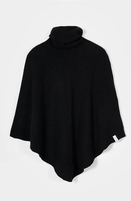 Kashmir poncho, musta
