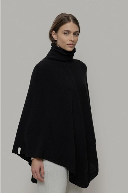 Kashmir poncho, musta