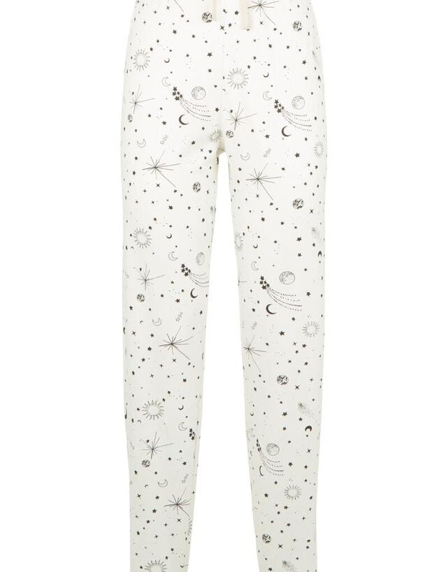 Tähti pyjama-asu pitkä, valkoinen