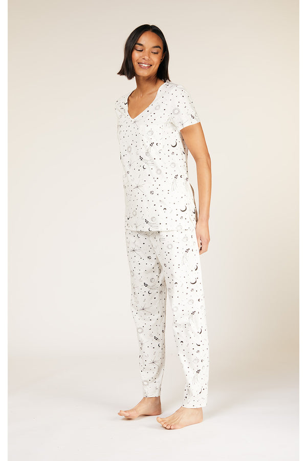 Tähti pyjama-asu lyhyt, valkoinen